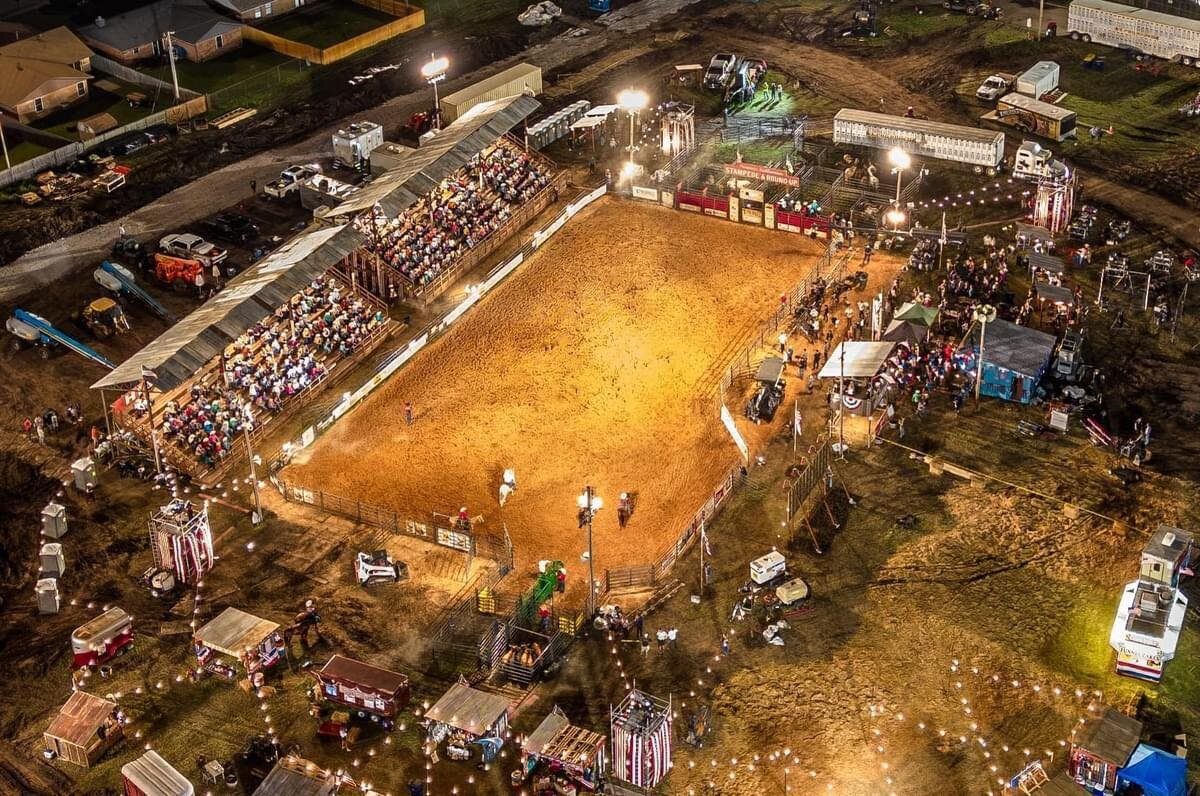 Rodeo arena at sunset
